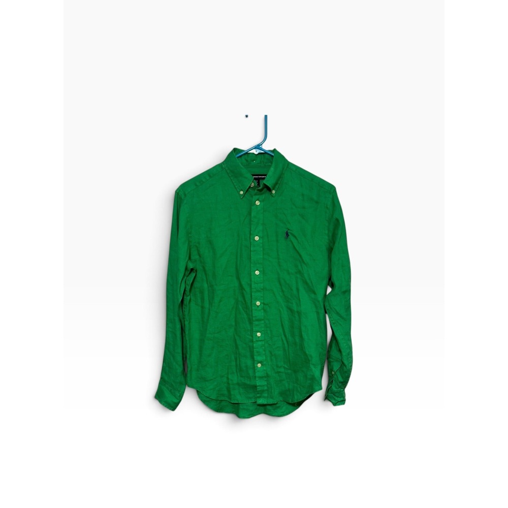 Ralph Lauren Sport 100% Linen Button Shirt Green Long Sleeve Womens Size 6